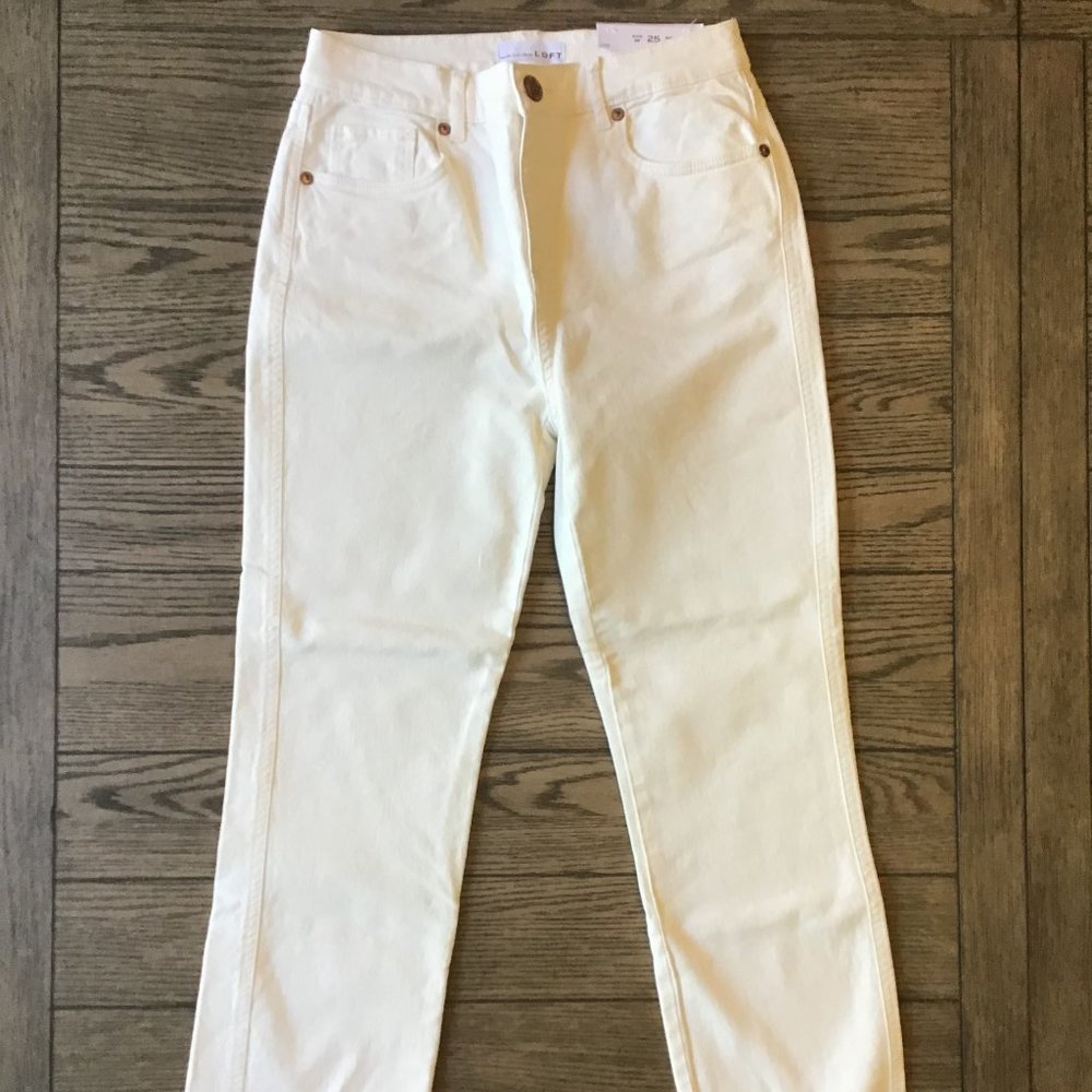 NWT Loft Chewed Hem High Rise Slim Pocket Straight Crop Jeans